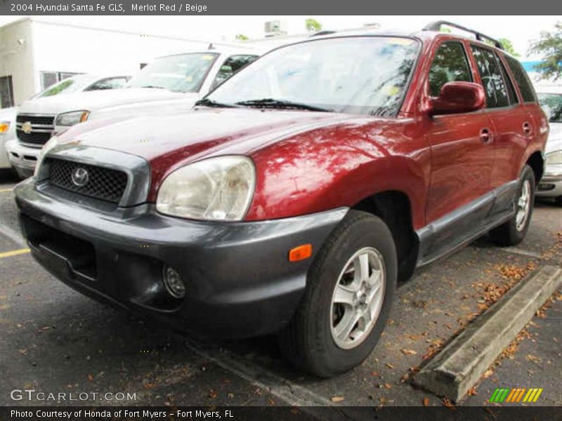 Merlot Red / Beige 2004 Hyundai Santa Fe GLS