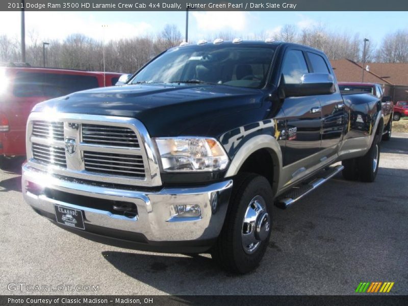 Hunter Green Pearl / Dark Slate Gray 2011 Dodge Ram 3500 HD Laramie Crew Cab 4x4 Dually