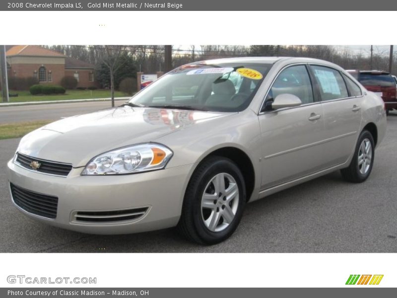 Gold Mist Metallic / Neutral Beige 2008 Chevrolet Impala LS