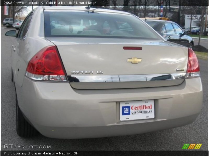 Gold Mist Metallic / Neutral Beige 2008 Chevrolet Impala LS