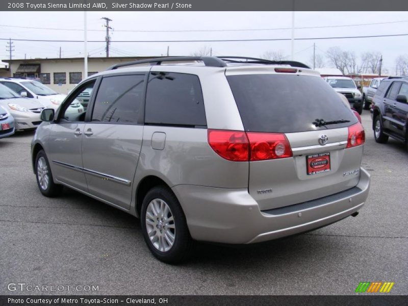 Silver Shadow Pearl / Stone 2008 Toyota Sienna Limited AWD