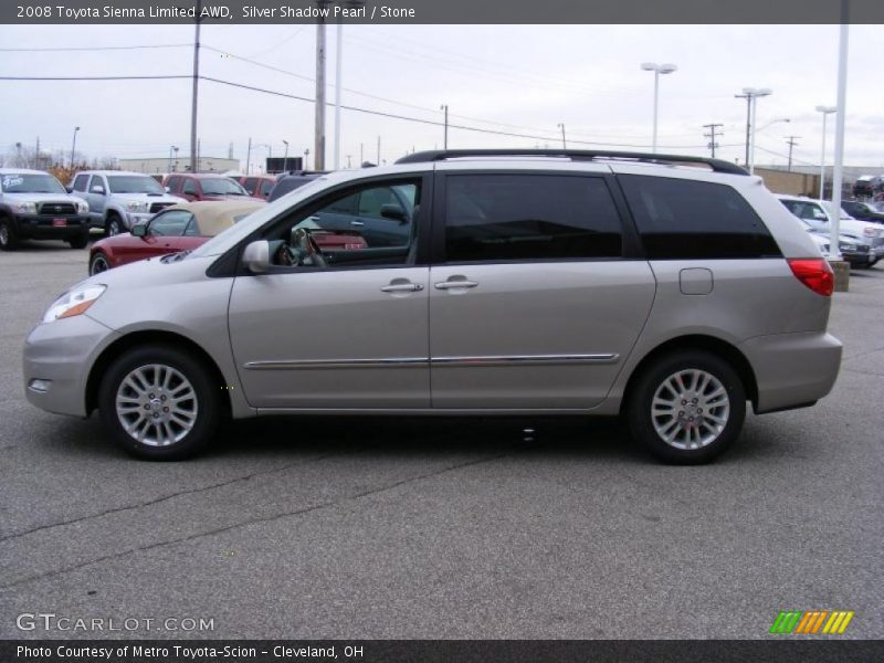Silver Shadow Pearl / Stone 2008 Toyota Sienna Limited AWD