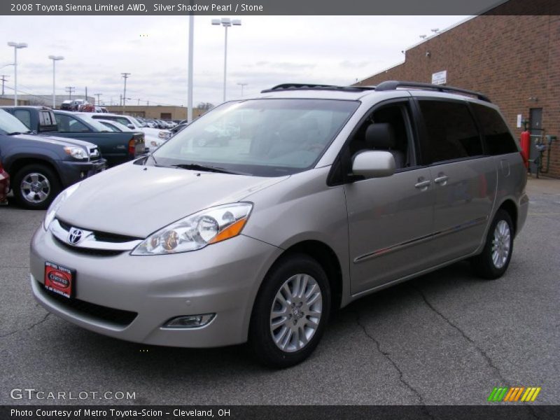 Silver Shadow Pearl / Stone 2008 Toyota Sienna Limited AWD