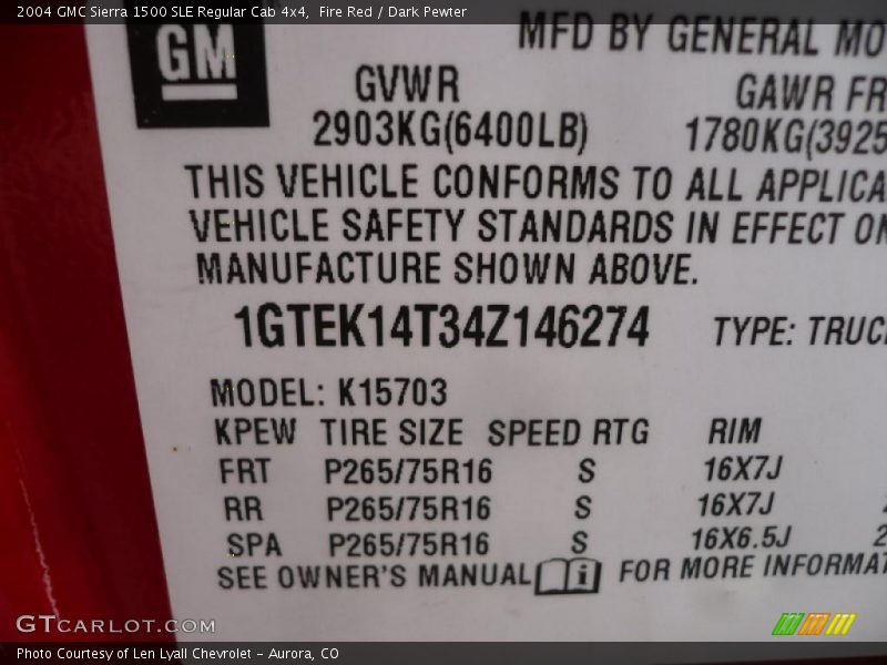 Fire Red / Dark Pewter 2004 GMC Sierra 1500 SLE Regular Cab 4x4
