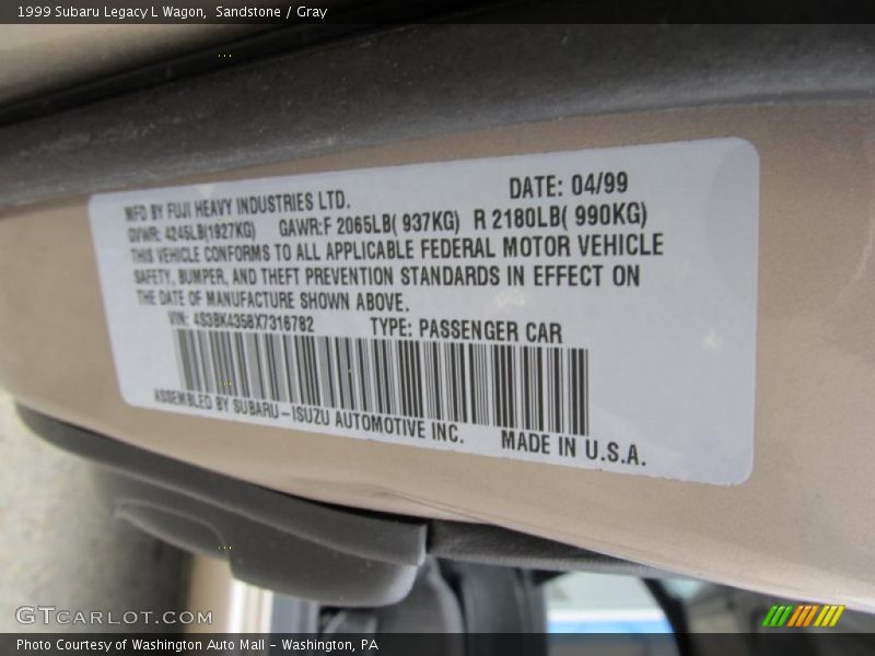 Sandstone / Gray 1999 Subaru Legacy L Wagon