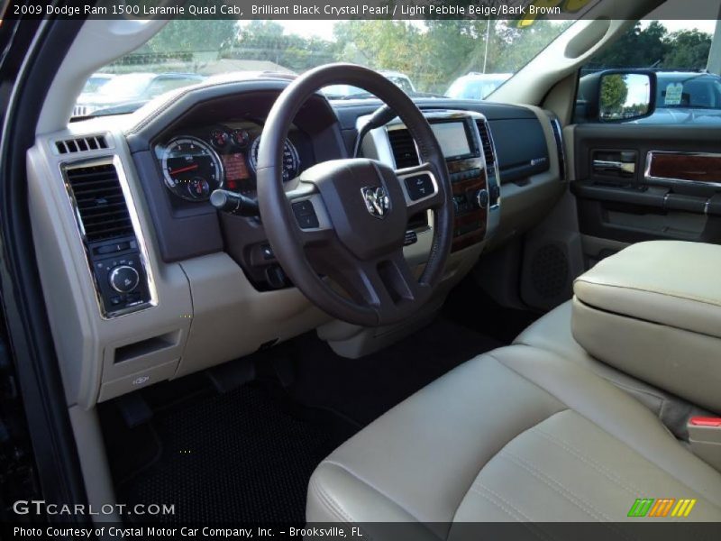 Brilliant Black Crystal Pearl / Light Pebble Beige/Bark Brown 2009 Dodge Ram 1500 Laramie Quad Cab