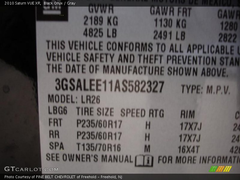 Black Onyx / Gray 2010 Saturn VUE XR