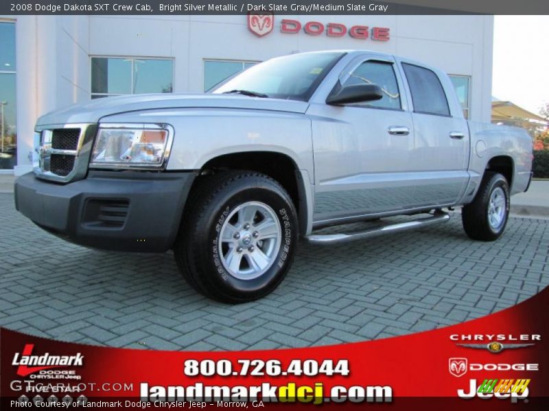 Bright Silver Metallic / Dark Slate Gray/Medium Slate Gray 2008 Dodge Dakota SXT Crew Cab