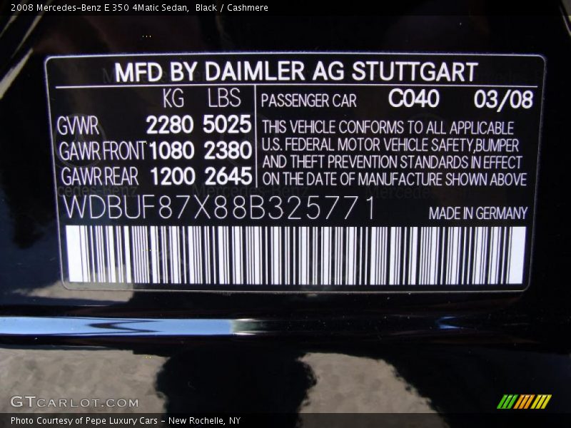 Black / Cashmere 2008 Mercedes-Benz E 350 4Matic Sedan