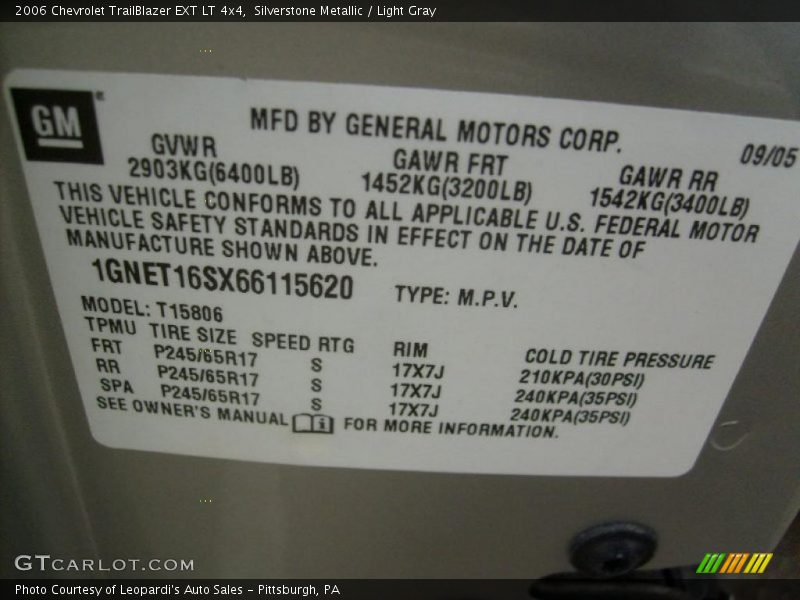 Silverstone Metallic / Light Gray 2006 Chevrolet TrailBlazer EXT LT 4x4