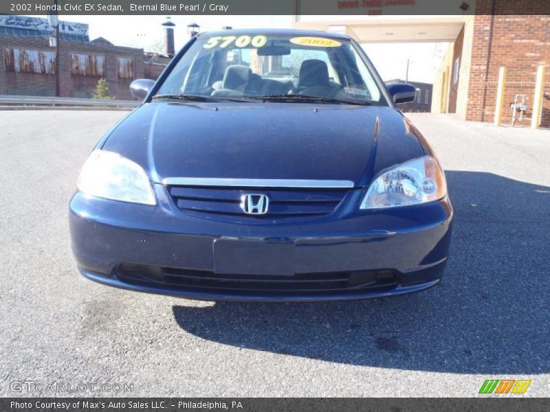 Eternal Blue Pearl / Gray 2002 Honda Civic EX Sedan