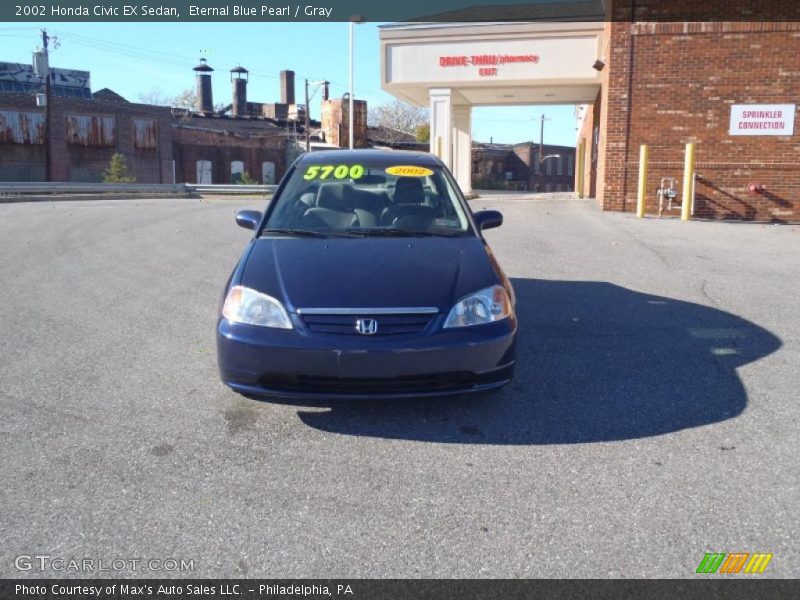 Eternal Blue Pearl / Gray 2002 Honda Civic EX Sedan