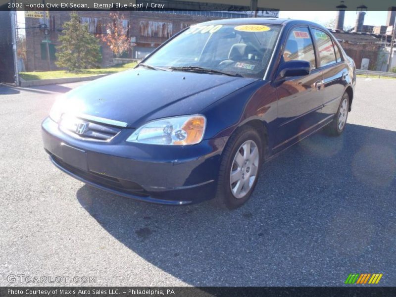 Eternal Blue Pearl / Gray 2002 Honda Civic EX Sedan