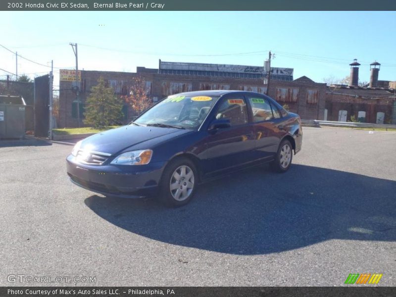 Eternal Blue Pearl / Gray 2002 Honda Civic EX Sedan