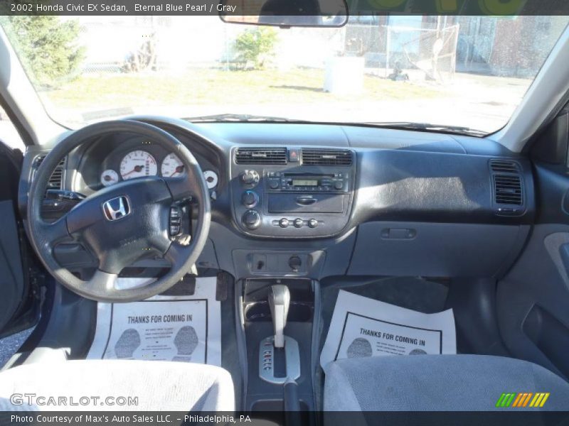 Eternal Blue Pearl / Gray 2002 Honda Civic EX Sedan