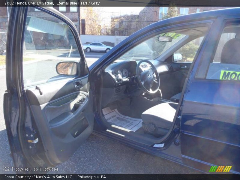 Eternal Blue Pearl / Gray 2002 Honda Civic EX Sedan
