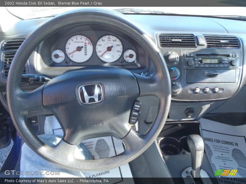 Eternal Blue Pearl / Gray 2002 Honda Civic EX Sedan