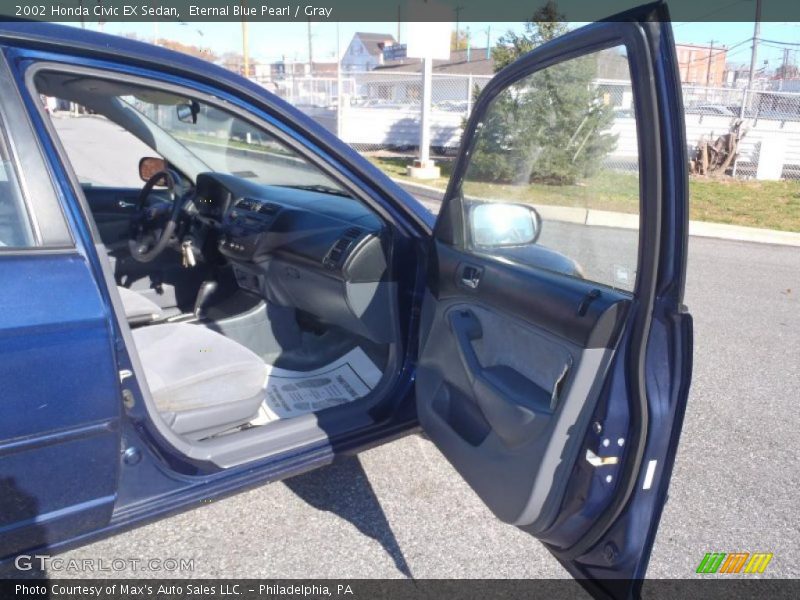 Eternal Blue Pearl / Gray 2002 Honda Civic EX Sedan