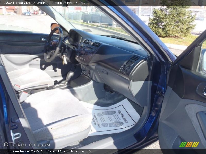 Eternal Blue Pearl / Gray 2002 Honda Civic EX Sedan