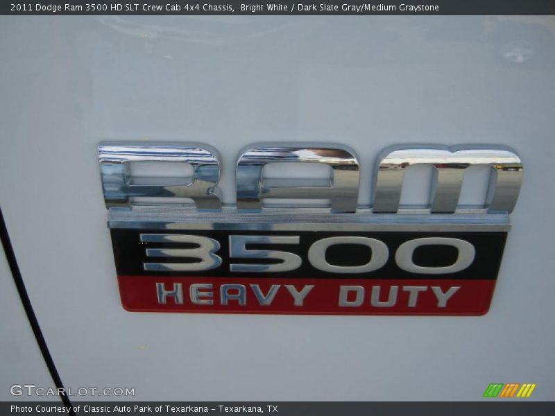 Bright White / Dark Slate Gray/Medium Graystone 2011 Dodge Ram 3500 HD SLT Crew Cab 4x4 Chassis