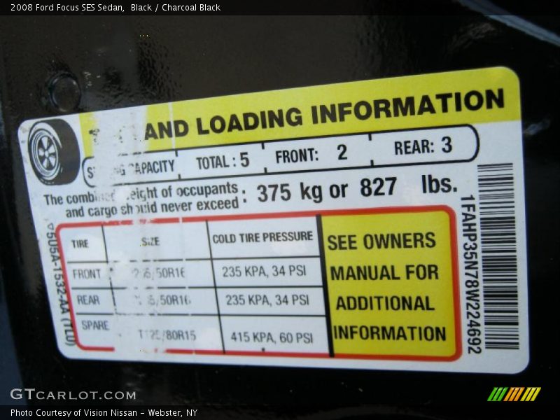 Black / Charcoal Black 2008 Ford Focus SES Sedan