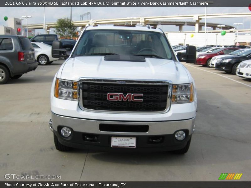 Summit White / Very Dark Cashmere/Light Cashmere 2011 GMC Sierra 2500HD SLT Extended Cab 4x4 Dually
