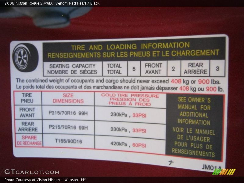 Venom Red Pearl / Black 2008 Nissan Rogue S AWD