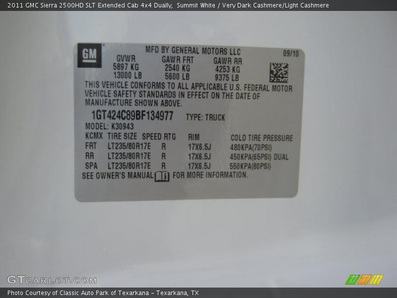 Summit White / Very Dark Cashmere/Light Cashmere 2011 GMC Sierra 2500HD SLT Extended Cab 4x4 Dually