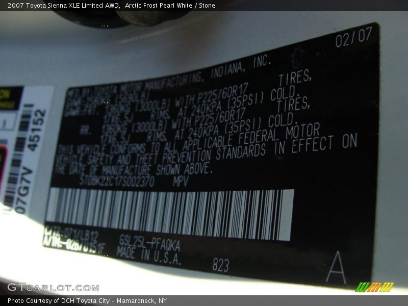 Arctic Frost Pearl White / Stone 2007 Toyota Sienna XLE Limited AWD