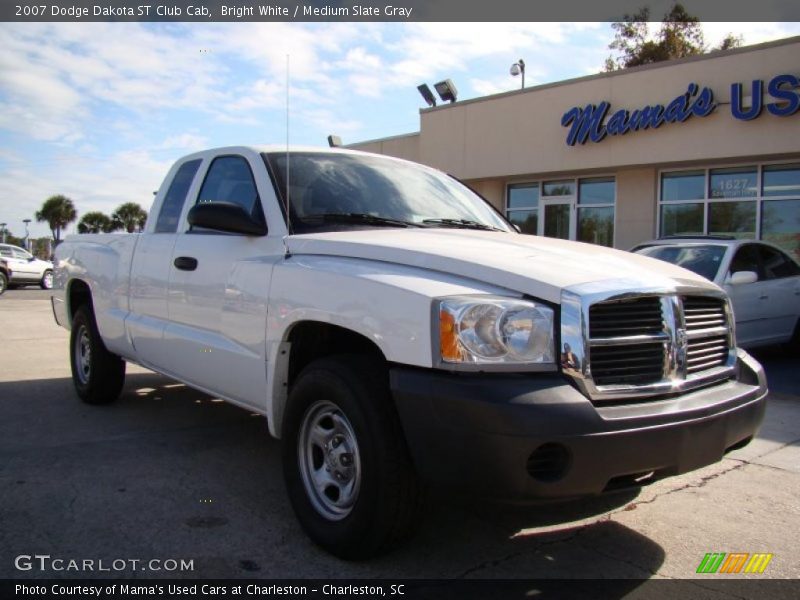 Bright White / Medium Slate Gray 2007 Dodge Dakota ST Club Cab