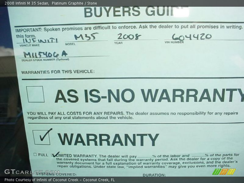 Platinum Graphite / Stone 2008 Infiniti M 35 Sedan