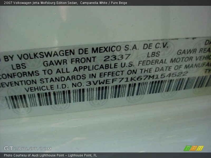 Campanella White / Pure Beige 2007 Volkswagen Jetta Wolfsburg Edition Sedan