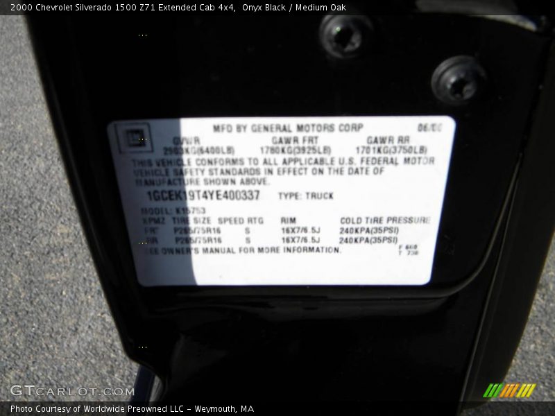 Onyx Black / Medium Oak 2000 Chevrolet Silverado 1500 Z71 Extended Cab 4x4