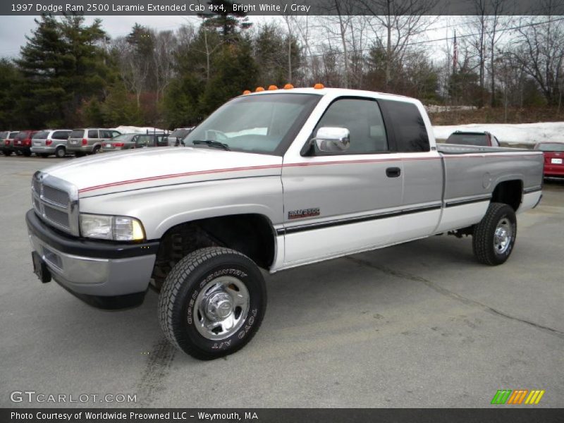 Bright White / Gray 1997 Dodge Ram 2500 Laramie Extended Cab 4x4