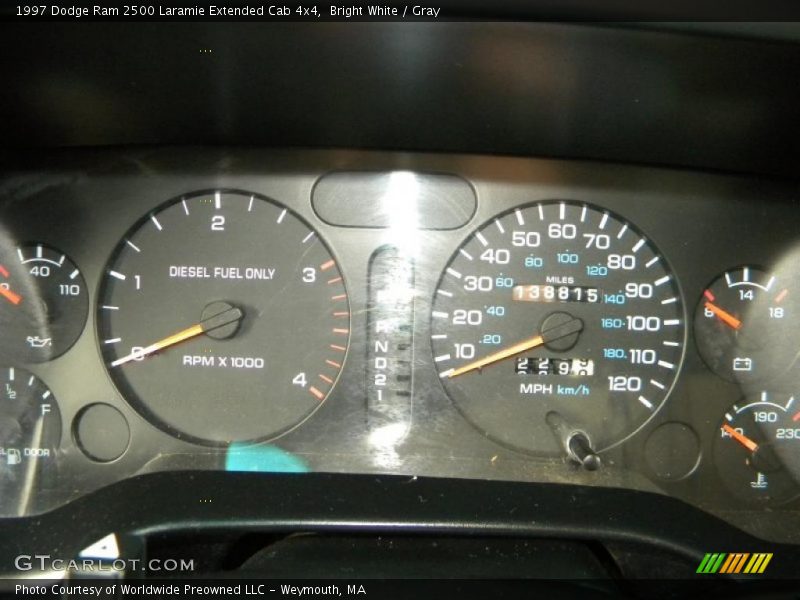 Bright White / Gray 1997 Dodge Ram 2500 Laramie Extended Cab 4x4