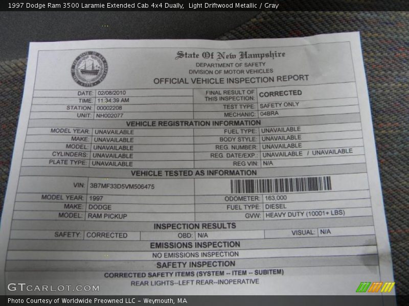Light Driftwood Metallic / Gray 1997 Dodge Ram 3500 Laramie Extended Cab 4x4 Dually
