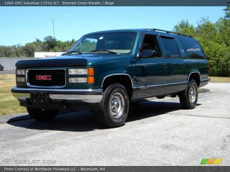 Emerald Green Metallic / Beige 1996 GMC Suburban C1500 SLT