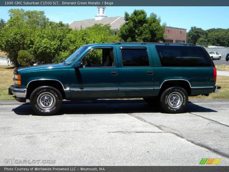 Emerald Green Metallic / Beige 1996 GMC Suburban C1500 SLT