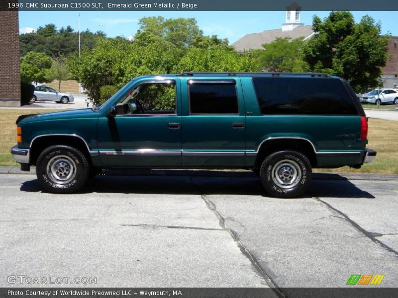 Emerald Green Metallic / Beige 1996 GMC Suburban C1500 SLT