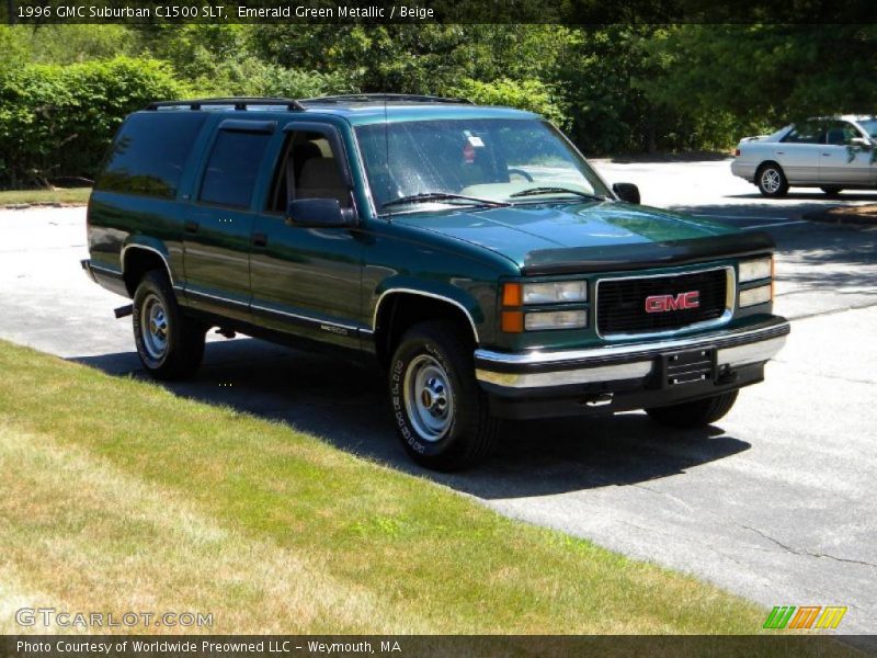 Emerald Green Metallic / Beige 1996 GMC Suburban C1500 SLT