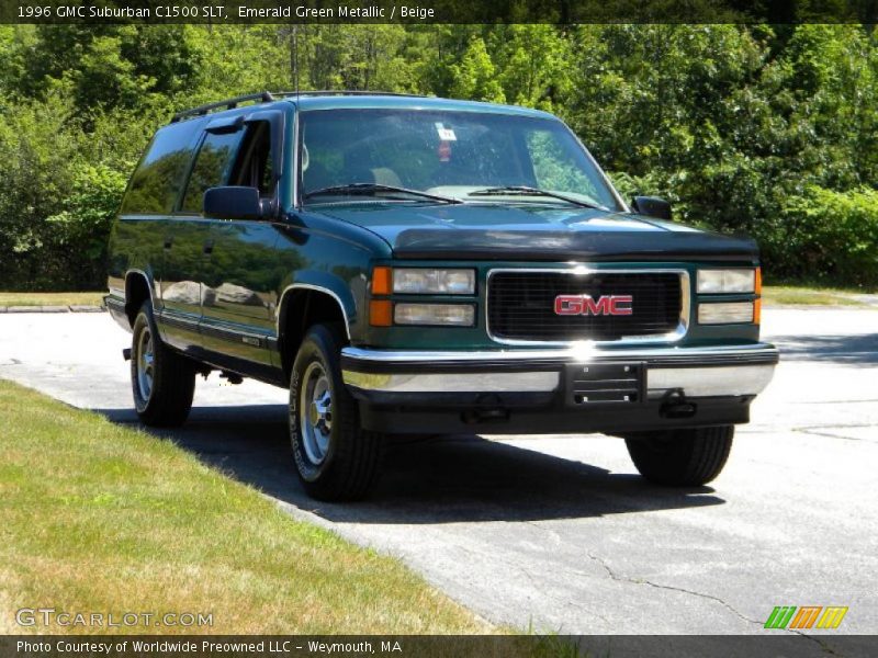 Emerald Green Metallic / Beige 1996 GMC Suburban C1500 SLT