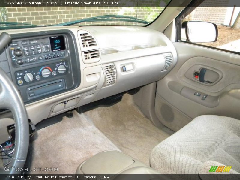 Emerald Green Metallic / Beige 1996 GMC Suburban C1500 SLT