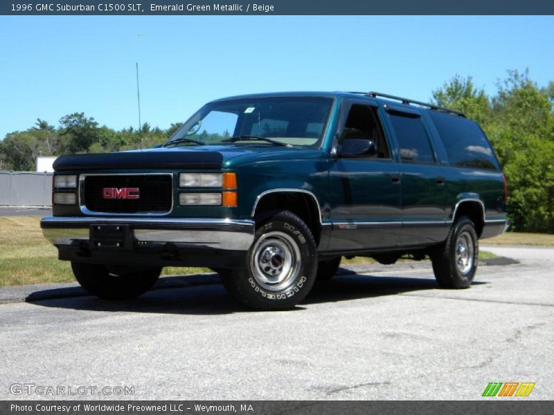 Emerald Green Metallic / Beige 1996 GMC Suburban C1500 SLT