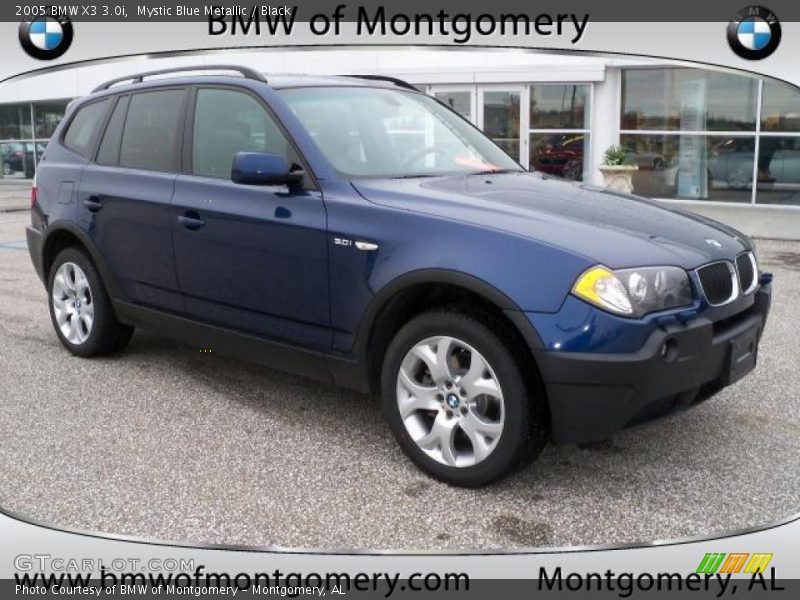 Mystic Blue Metallic / Black 2005 BMW X3 3.0i