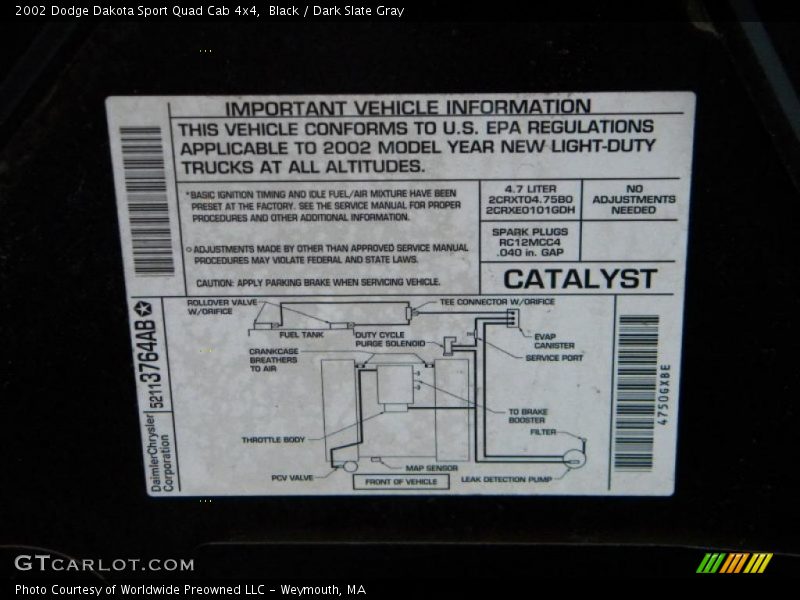 Black / Dark Slate Gray 2002 Dodge Dakota Sport Quad Cab 4x4