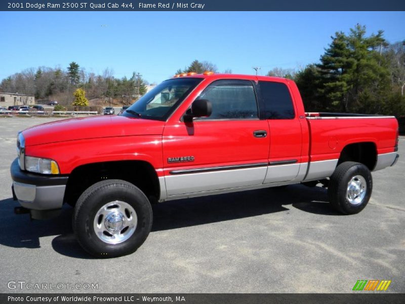 Flame Red / Mist Gray 2001 Dodge Ram 2500 ST Quad Cab 4x4