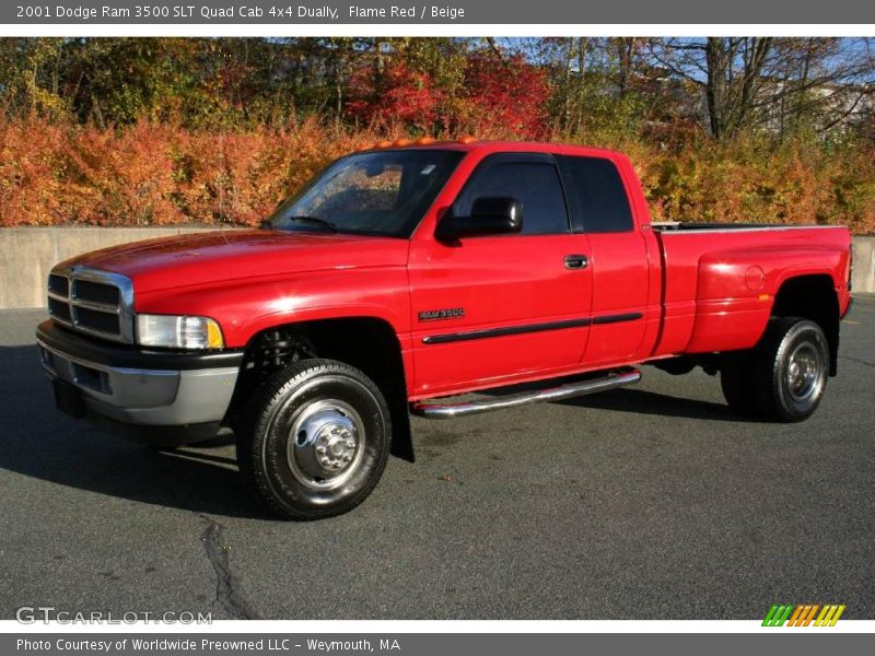 Front 3/4 View of 2001 Ram 3500 SLT Quad Cab 4x4 Dually