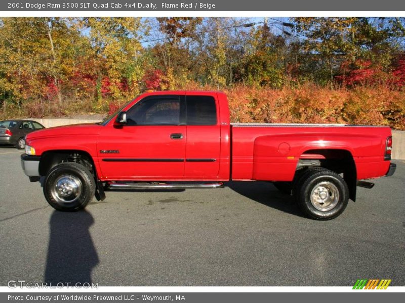 Flame Red / Beige 2001 Dodge Ram 3500 SLT Quad Cab 4x4 Dually