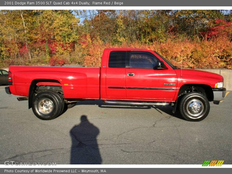 Flame Red / Beige 2001 Dodge Ram 3500 SLT Quad Cab 4x4 Dually