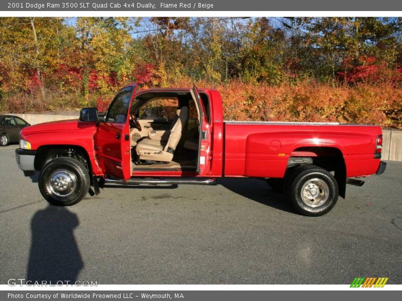 Flame Red / Beige 2001 Dodge Ram 3500 SLT Quad Cab 4x4 Dually